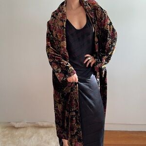 Free People Velvet Floral Duster Coat in Black, Burgundy, Olive